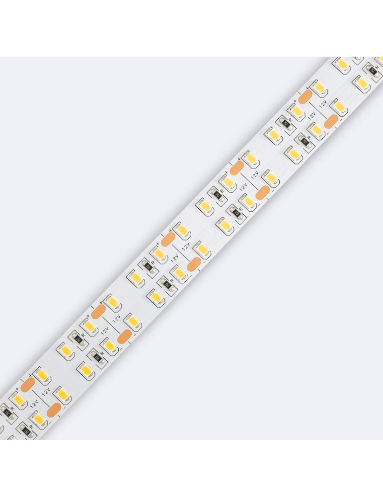 Ruban LED Double 12V DC 204 LED/m 5m IP20 Largeur 14mm Coupe tous les 3cm