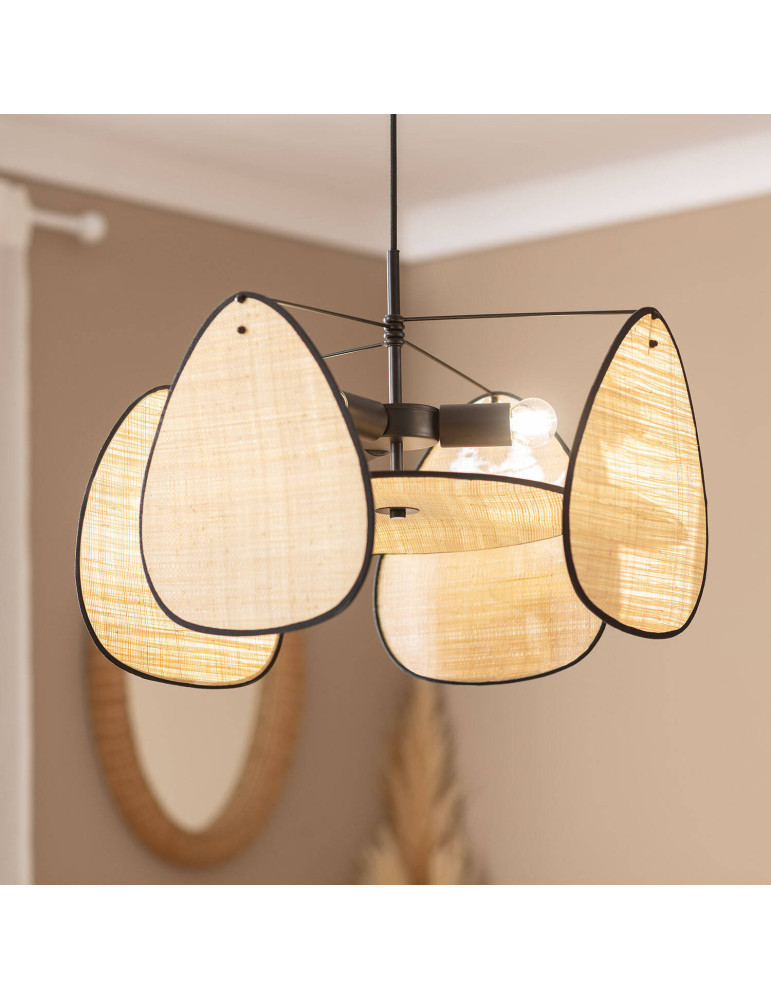 Suspension Métal et Raphia Hades