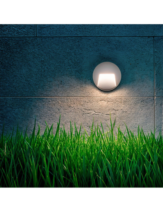 Balise LED Extérieure 3W En Saillie au Mur Ronde Nilsa Blanche