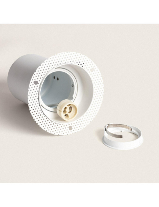 Colerette Downlight Ronde Intégration Plâtre/Placo pour Ampoule LED GU10 Coupe Ø 90 mm Trimless Ajustable