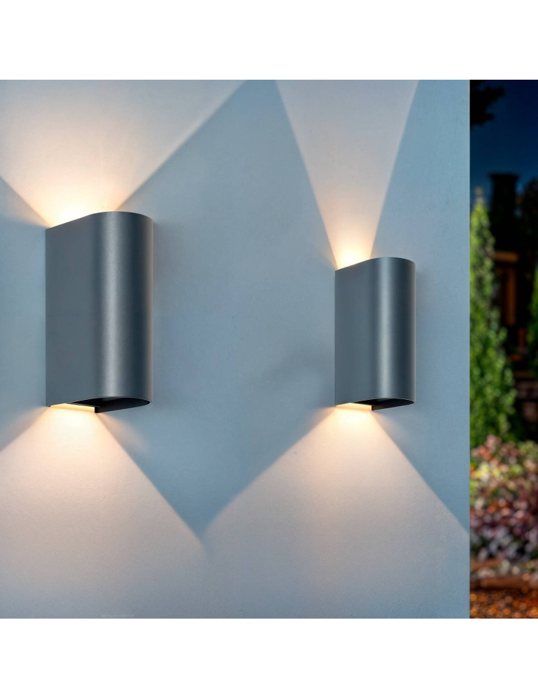 Applique Murale Extérieure LED 10 W Aluminium Éclairage Double Face CCT Sélectionnable Oscilum Round