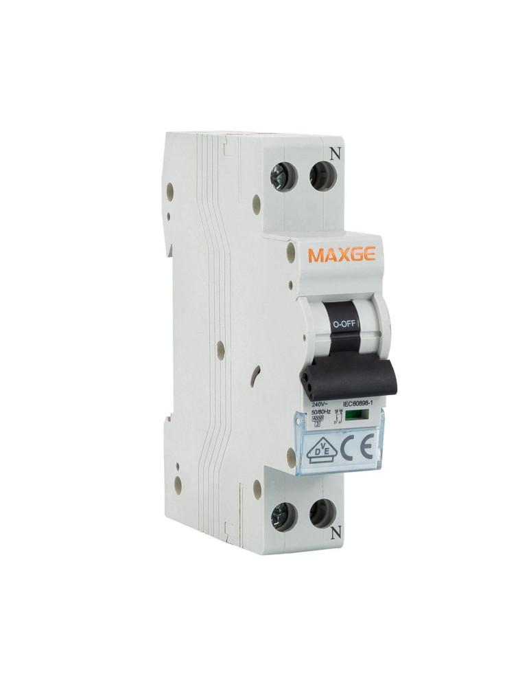 Disjoncteur Résidentiel DPN 1P+N-6kA 6-32A Courbe C MAXGE Disjoncteur Résidentiel DPN 1P+N-6kA 6-32A Courbe C MAXGE