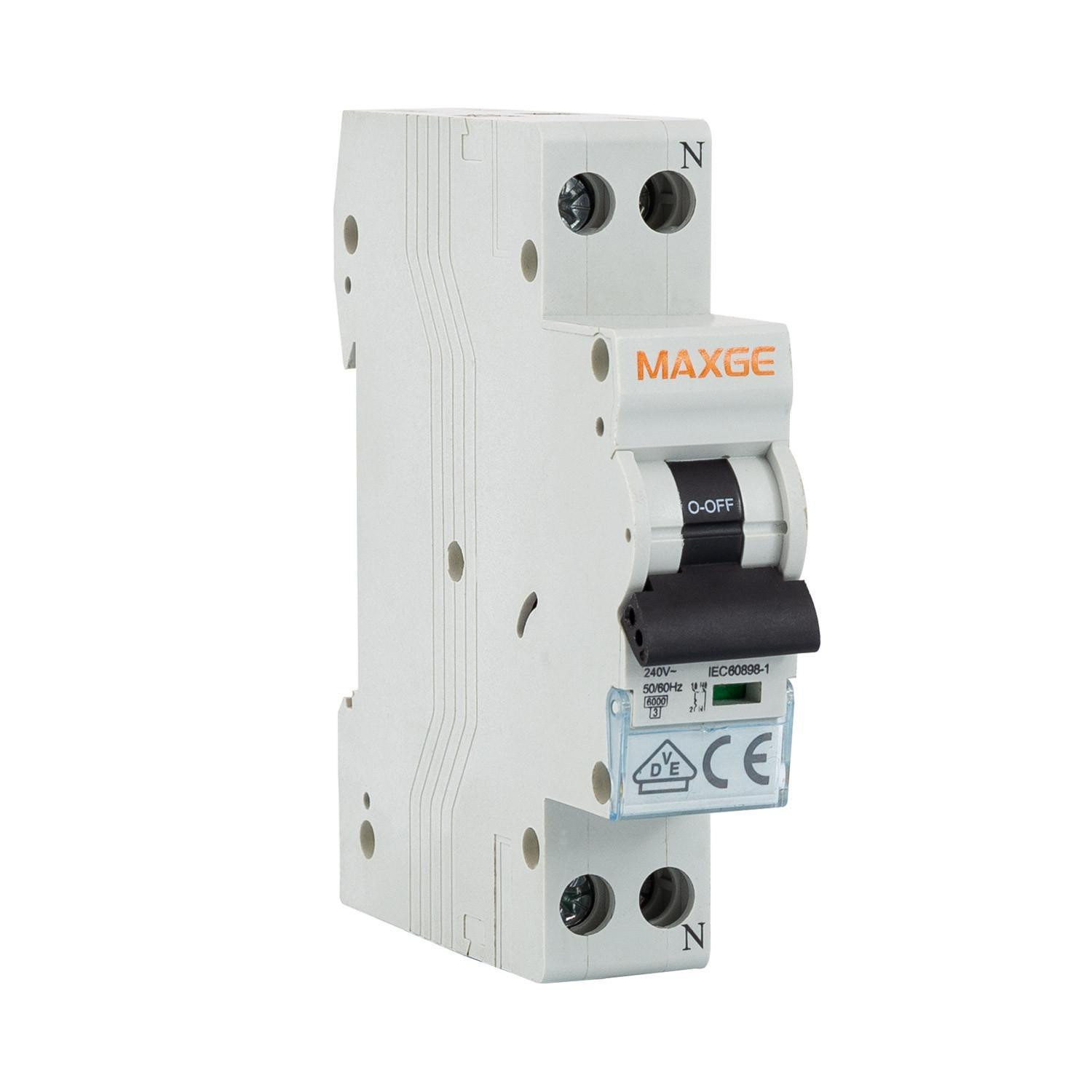 Disjoncteur Résidentiel DPN 1P+N-6kA 6-32A Courbe C MAXGE 20A
