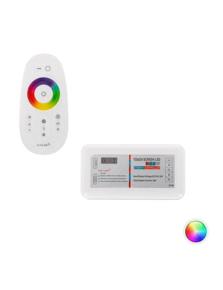 Contrôleur variateur tactil ruban LED RGBW 12/24V DC avec télécommande RF