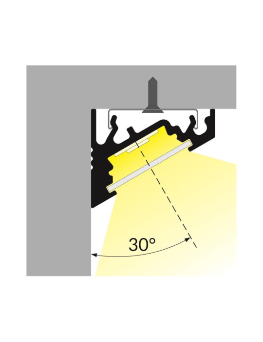 Profilé Aluminium Angle Variable 1m pour Rubans LED  jusqu'à 10mm