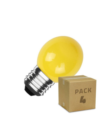 Pack 4 Ampoules LED E27 3W 300 lm G45 Jaune
