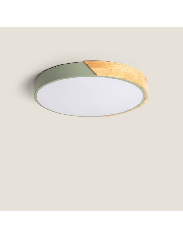 Plafonnier LED Rond Bois 24W CCT Sélectionnable Semi-Dari Ø418 mm