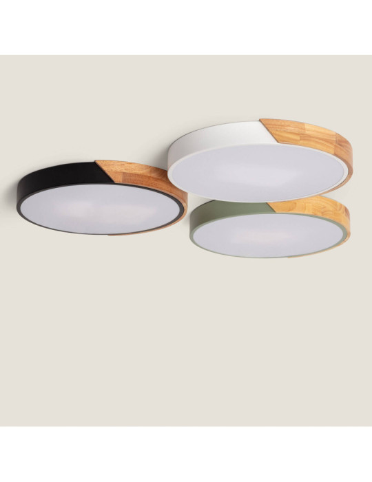 Plafonnier LED Rond Bois 24W CCT Sélectionnable Semi-Dari Ø418 mm