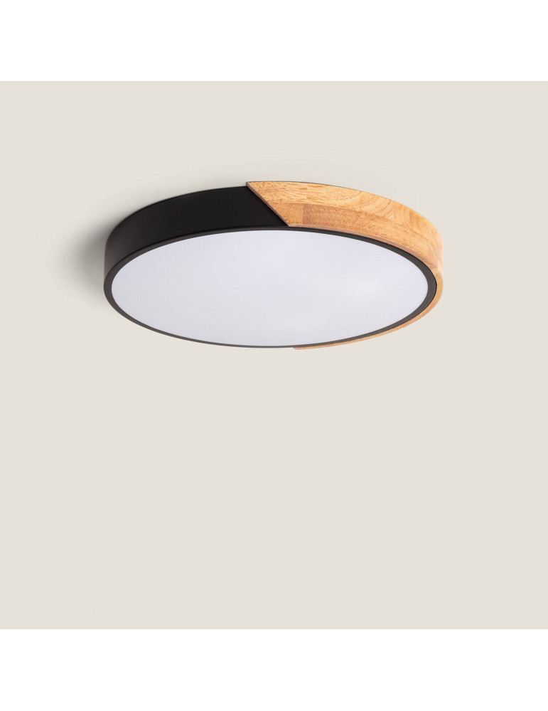 Plafonnier LED Rond Bois 24W CCT Sélectionnable Semi-Dari Ø418 mm