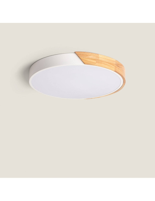 Plafonnier LED Rond Bois 24W CCT Sélectionnable Semi-Dari Ø418 mm