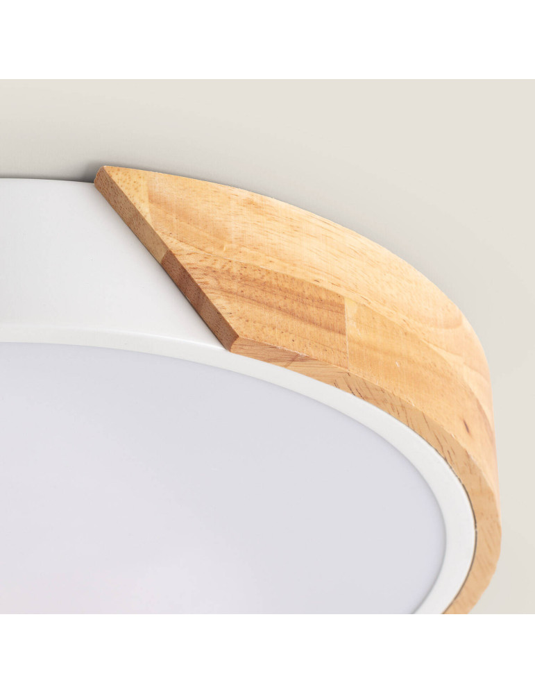 Plafonnier LED Rond Bois 24W CCT Sélectionnable Semi-Dari Ø418 mm