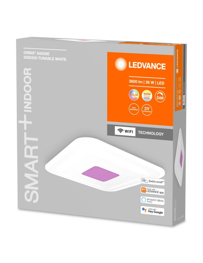 Plafonnier LED Carré 500x500 mm 32W RGBW Smart+ WiFi ORBIS Saddie LEDVANCE 4058075573451