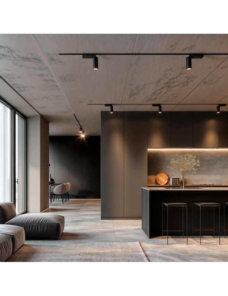 Spot LED sur Rail Magnétique 25mm Extra-Plat 15W 48V Noir