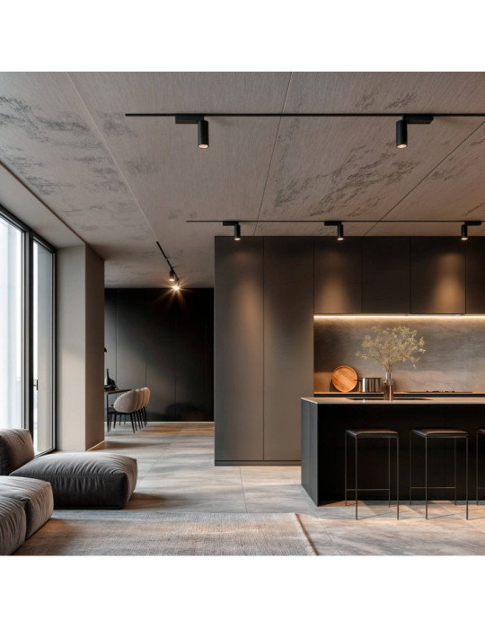 Spot LED sur Rail Magnétique 25mm Extra-Plat 15W 48V Noir