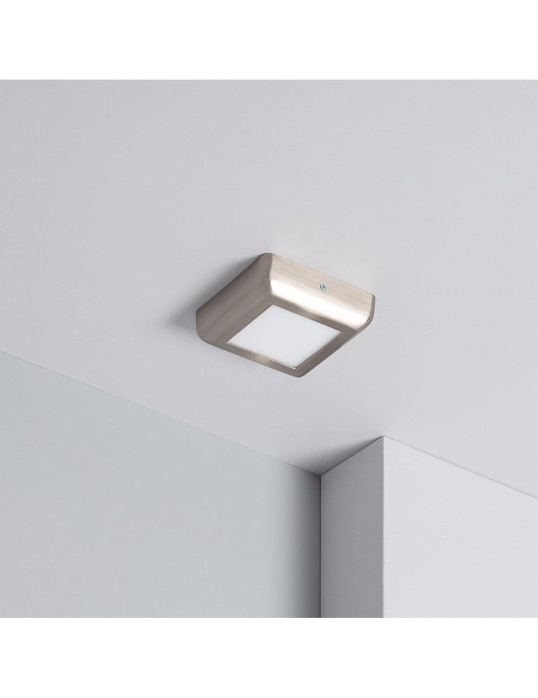 Plafonnier LED Carré Métal Design Silver 6W 120x120mm