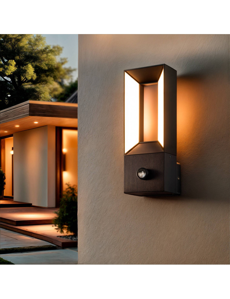 Applique Murale Extérieure LED Aluminium 2x5W Trimel avec Détecteur de Mouvement