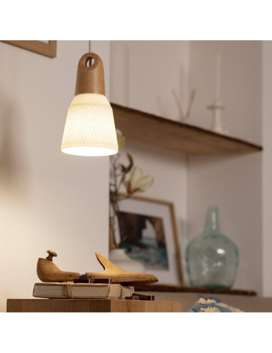 Suspension Céramique et Bois Retilles