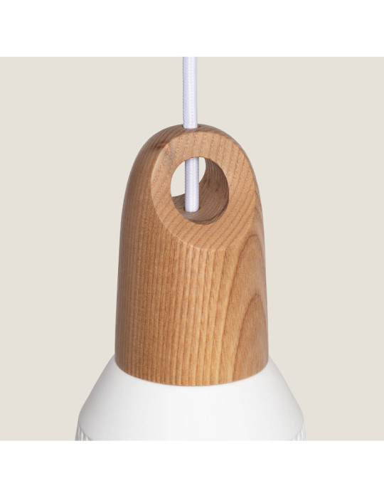 Suspension Céramique et Bois Retilles