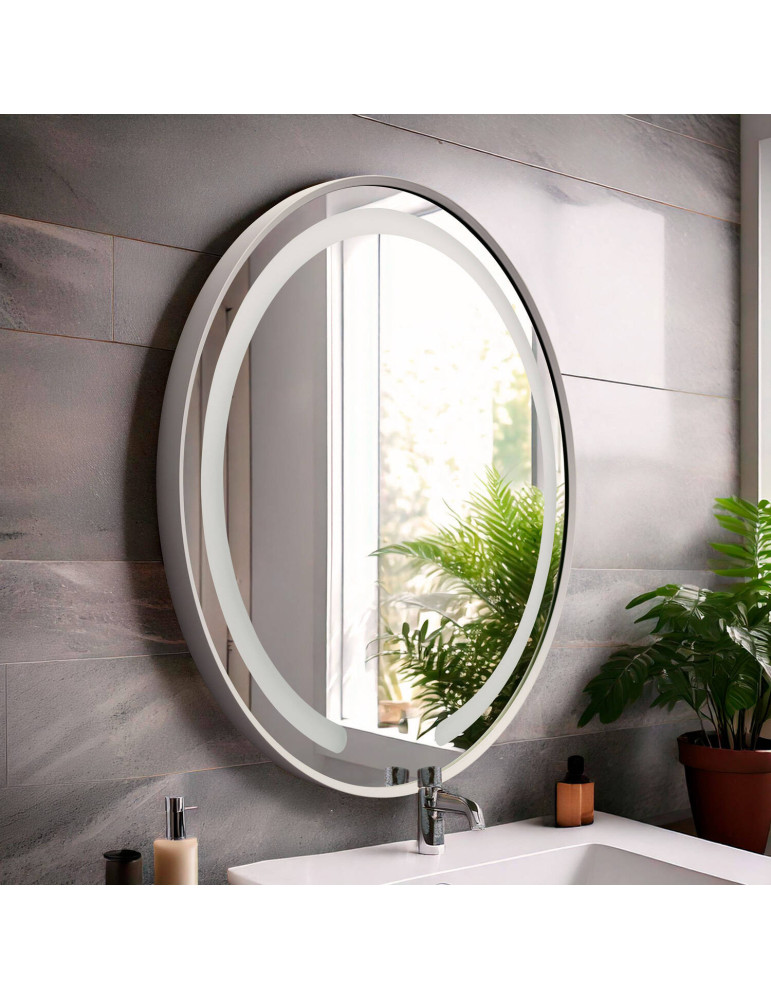 Miroir Salle de Bain avec Éclairage LED Anti-buée Ø60 cm Nour