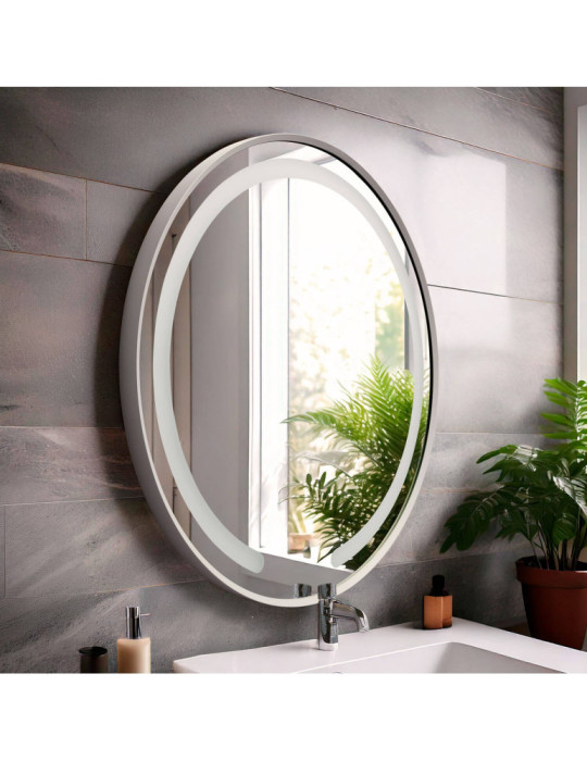 Miroir Salle de Bain avec Éclairage LED Anti-buée Ø60 cm Nour