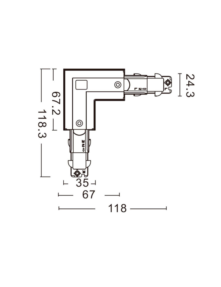Connecteur Left Side Type L pour Rail Triphasé DALI