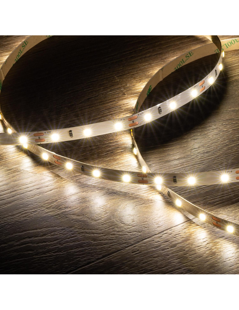 Ruban LED 12V DC SMD2835 60LED/m 5m IP20 Largeur 8mm Coupe 5cm