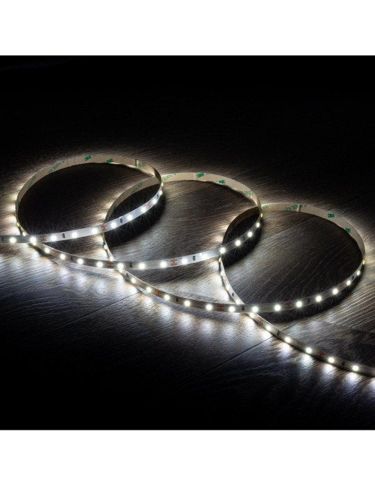 Ruban LED 12V DC SMD2835 60LED/m 5m IP20 Largeur 8mm Coupe 5cm