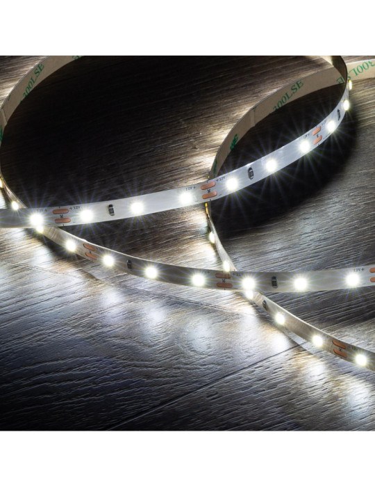 Ruban LED 12V DC SMD2835 60LED/m 5m IP20 Largeur 8mm Coupe 5cm