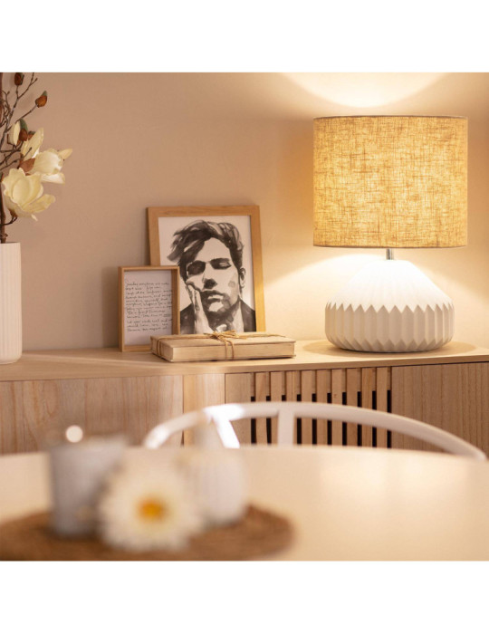 Lampe à Poser Porcelaine et Tissu Monduver