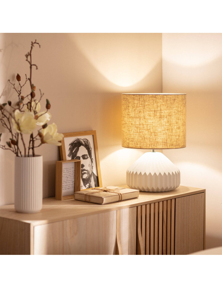 Lampe à Poser Porcelaine et Tissu Monduver