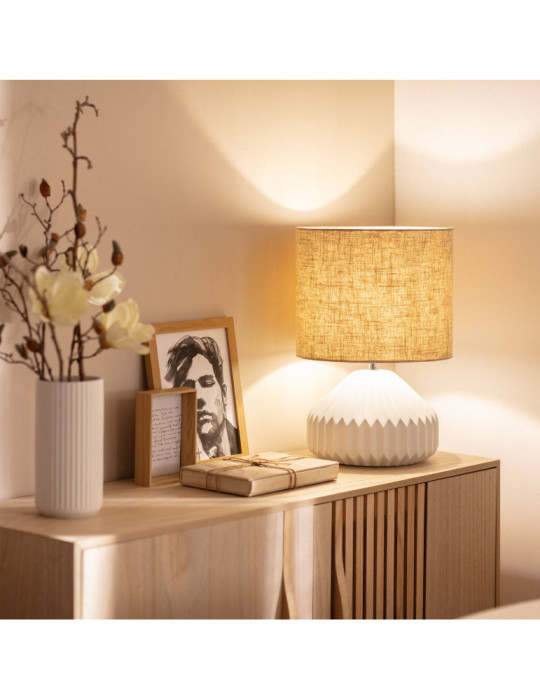 Lampe à Poser Porcelaine et Tissu Monduver