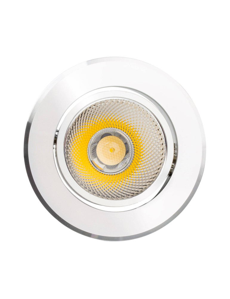 Spot LED Downlight COB Orientable Rond 12W Argenté Coupe Ø 90mm No Flicker