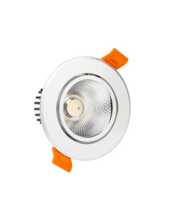 Spot LED Downlight COB Orientable Rond 12W Argenté Coupe Ø 90mm No Flicker