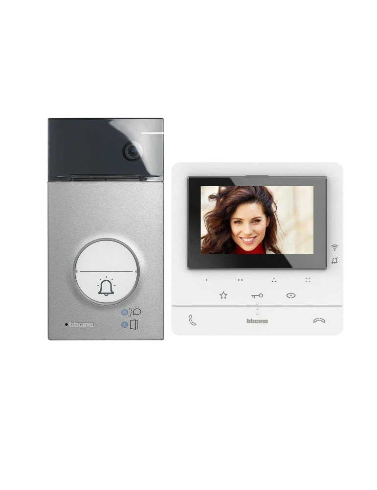 Kit Visiophone 1 Logement 2 Fils avec Panneau LINEA 3000 et Moniteur Mains Libres CLASSE 100 Connecté BTICINO 364614