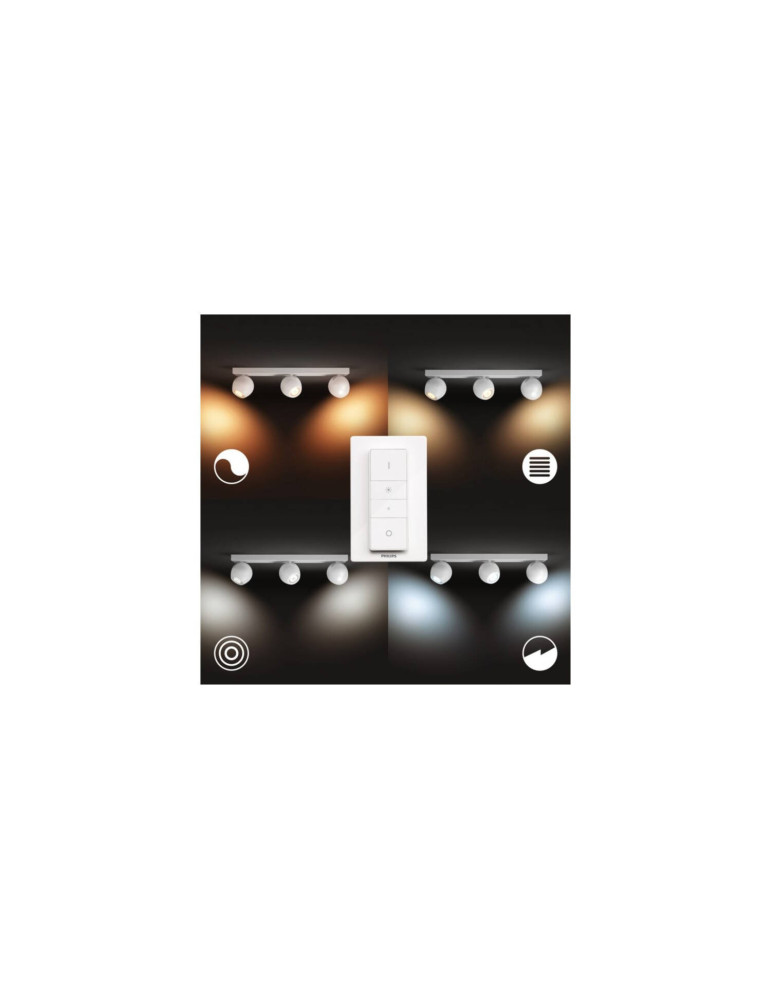Plafonnier White Ambiance Buckram 3 Spots GU10 PHILIPS Hue