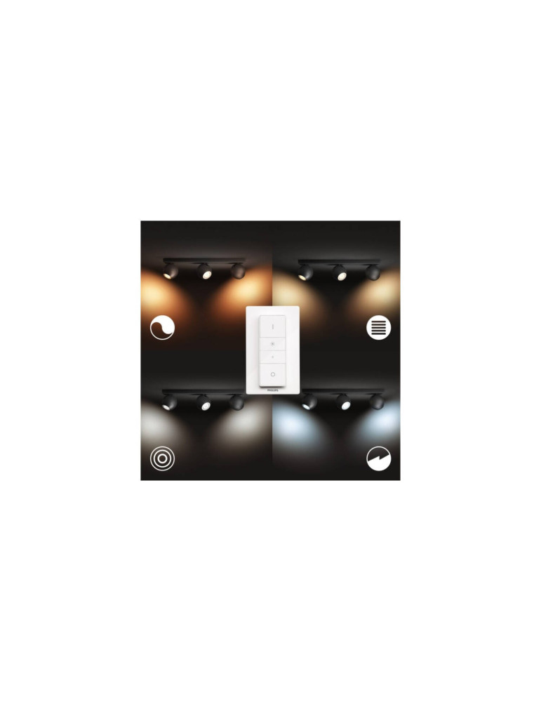 Plafonnier White Ambiance Buckram 3 Spots GU10 PHILIPS Hue