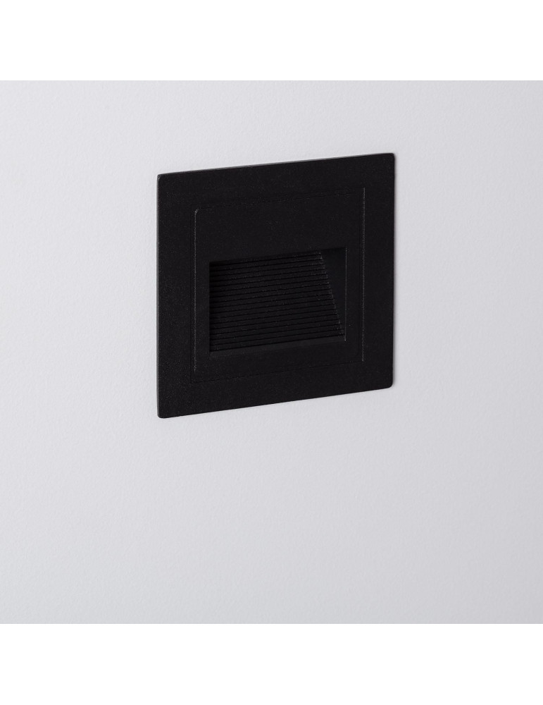 Balise LED Extérieure 3W Encastrable au Mur Carée Wabi Noire Balise LED Extérieure 3W Encastrable au Mur Carée Wabi Noire