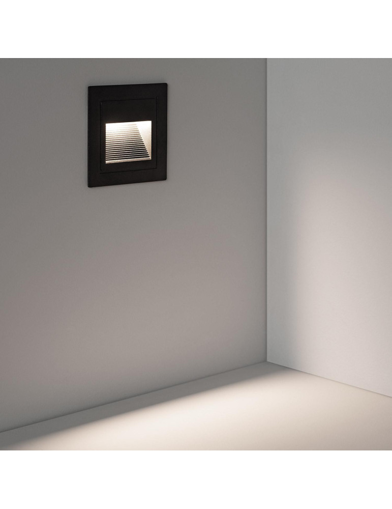 Balise LED Extérieure 3W Encastrable au Mur Carée Wabi Noire