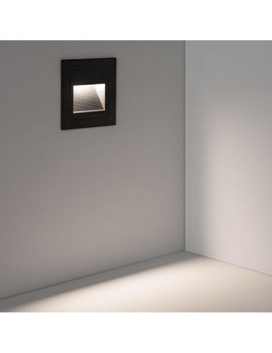 Balise LED Extérieure 3W Encastrable au Mur Carée Wabi Noire