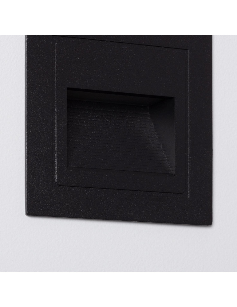 Balise LED Extérieure 3W Encastrable au Mur Carée Wabi Noire