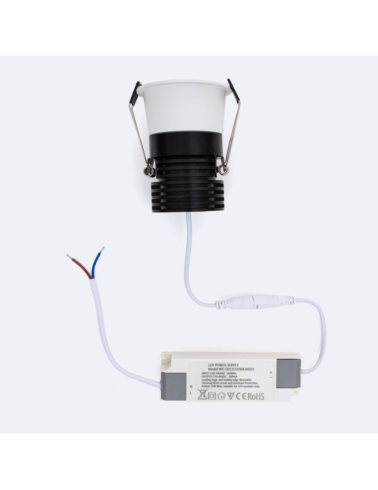 Spot Downlight LED 12W Rond MINI Dimmable Dim to Warm Coupe Ø 65 mm