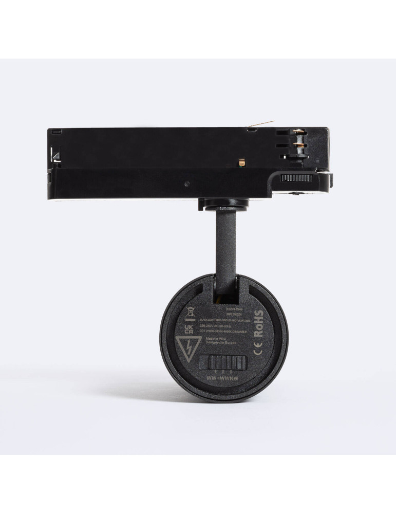 Spot LED Fasano Cinéma 30W CCT pour Rail Triphasé Dimmable Noir