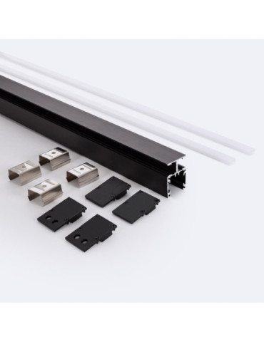 Profilé Aluminium en Saillie pour Moulure Double 2m Noir pour Rubans LED jusqu'à 10 mm