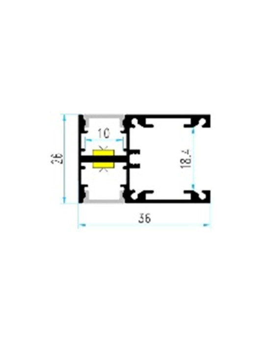 Profilé Aluminium en Saillie pour Moulure Double 2m Noir pour Rubans LED jusqu'à 10 mm