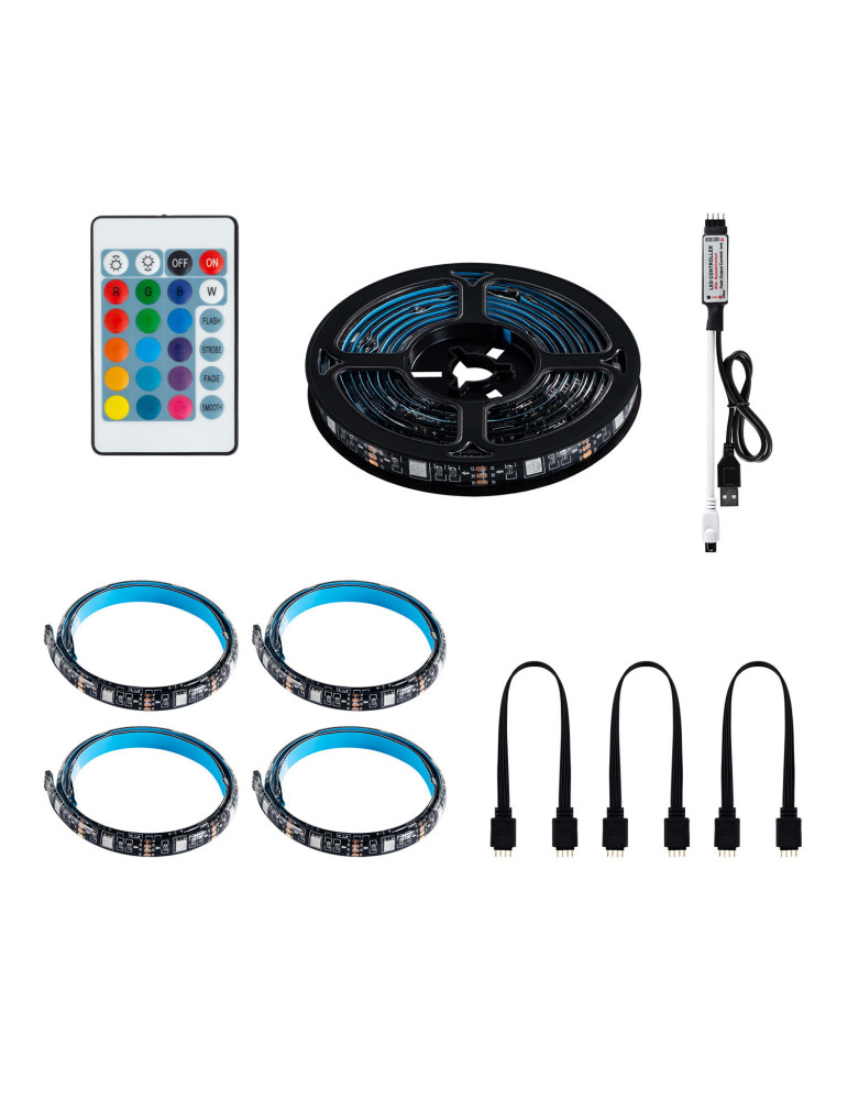 Kit Tira LED 5V DC 30LED/m con USB para Televisión 2m IP65