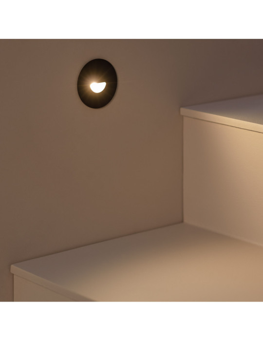 Baliza LED 2W Circular de Aluminio  Negro IP65 Guell
