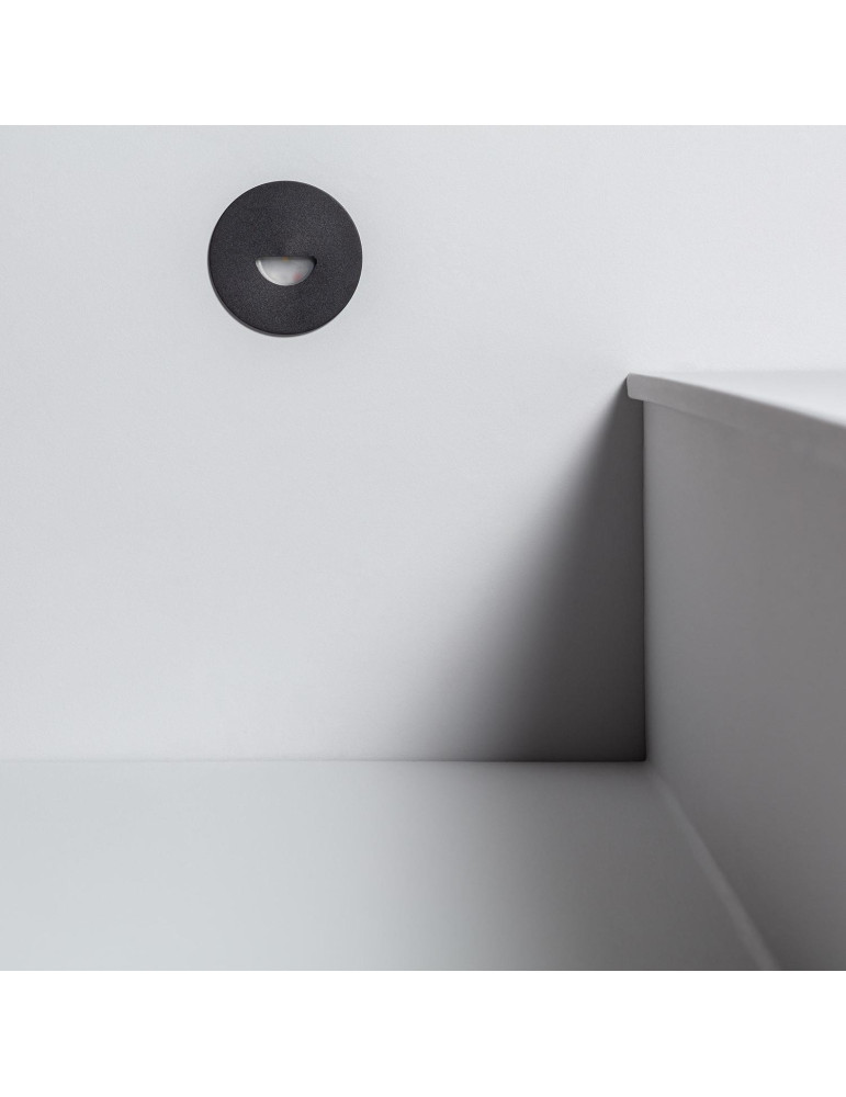 Balise LED Extérieure 2W Encastrable au Mur Ronde Guell Noire