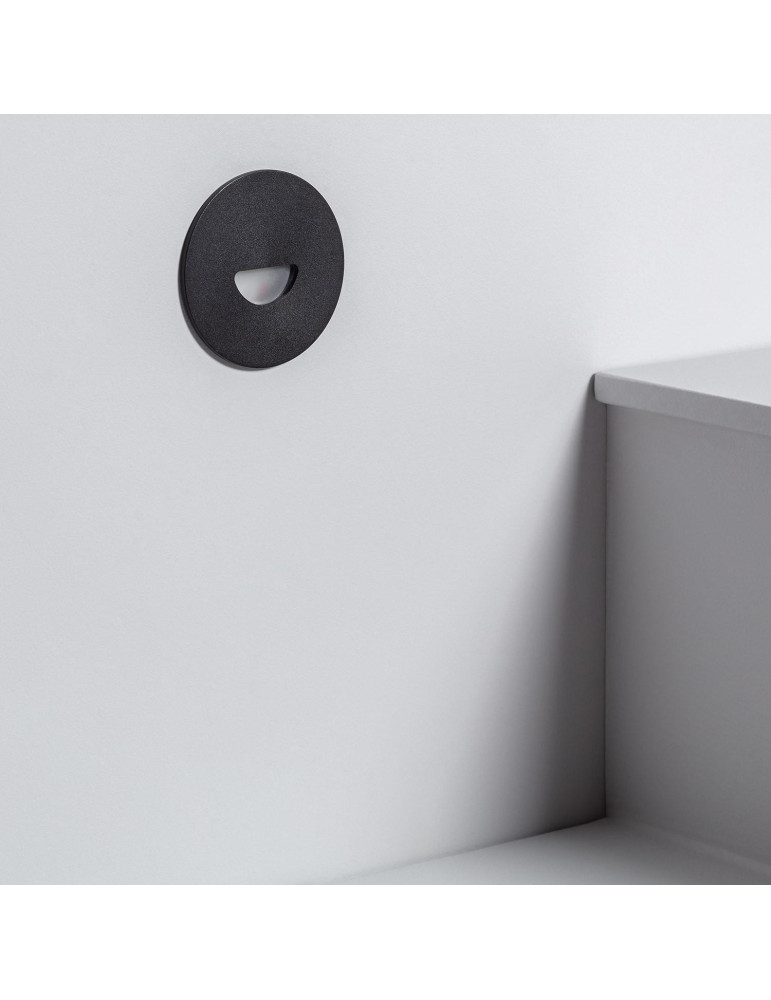 Balise LED Extérieure 2W Encastrable au Mur Ronde Guell Noire