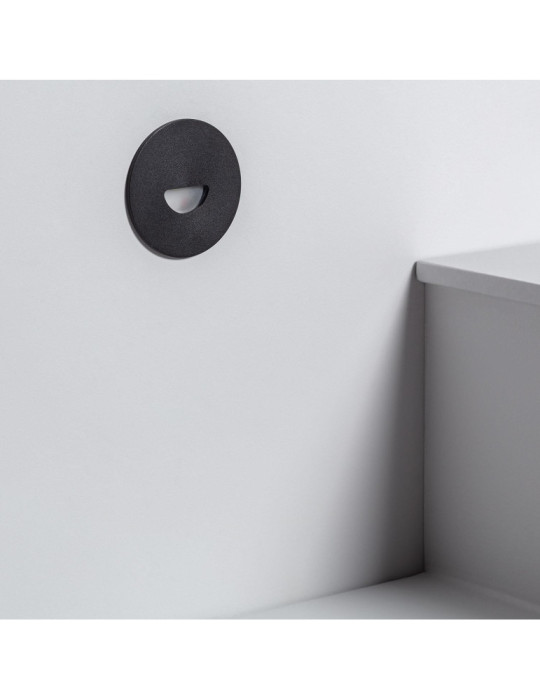 Balise LED Extérieure 2W Encastrable au Mur Ronde Guell Noire