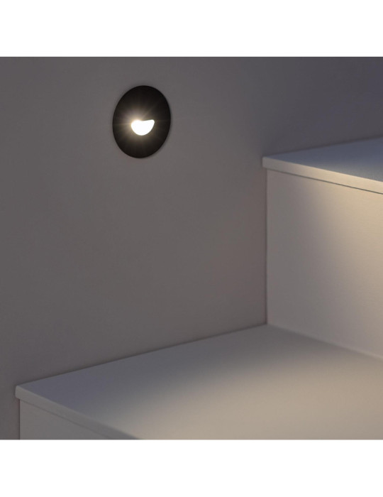 Balise LED Extérieure 2W Encastrable au Mur Ronde Guell Noire